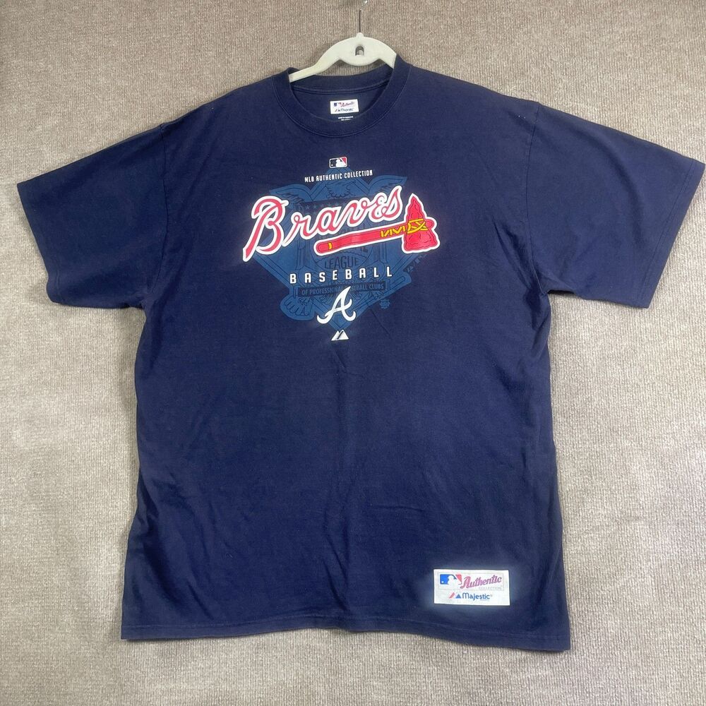 Majestic Atlanta Braves T Shirt Men XL MLB Authentic Collection Licensed Basebal